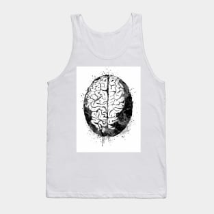 Human Brain Anatomy Black and White Tank Top